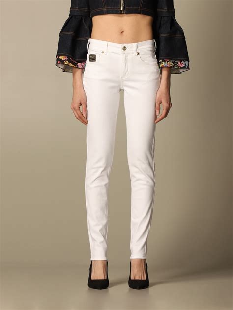 versace white pantsuit|versace denim pants.